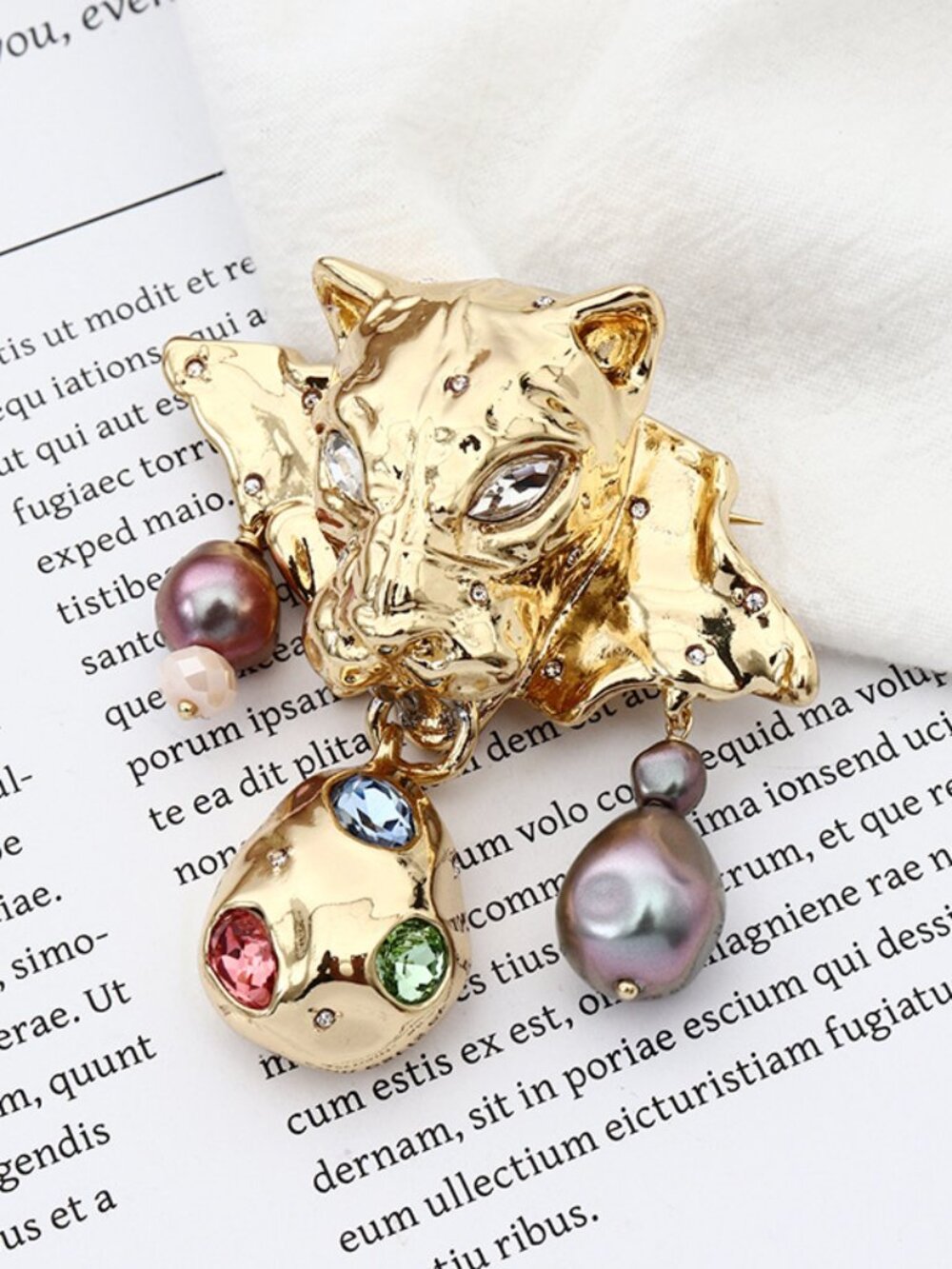 Alexis Bittar Tiger Head Brooch